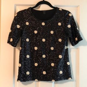 JCrew polka dot sequined top